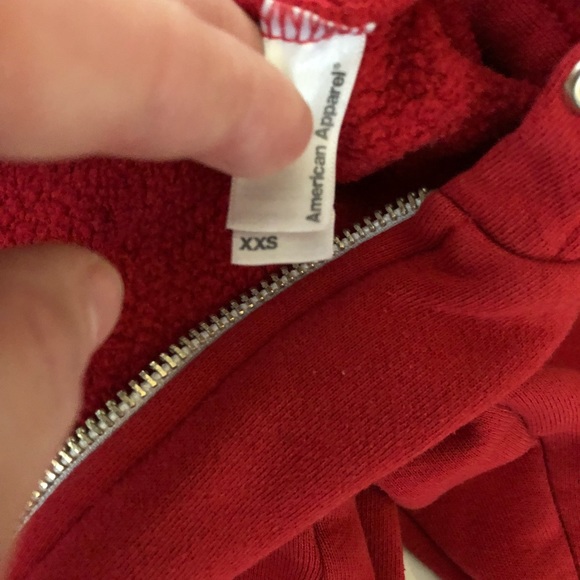 Red American Apparel Zip-Up Hoodie - Picture 2 of 4